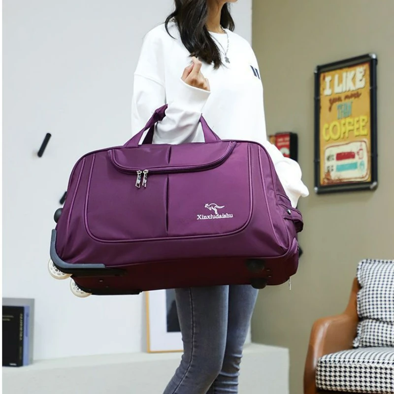 Foldable Rolling Luggage Bag - Büyük kapasiteli arabası çantası erkek ve